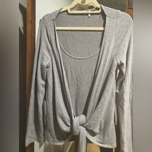 Three dots gray wrap sweater in size large